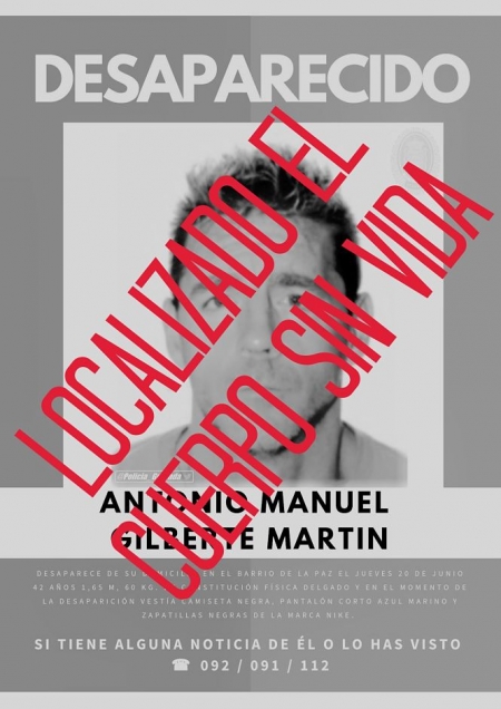 Antonio Manuel Gilberte ha sido encontrado muerto Antonio Manuel Gilberte ha sido encontrado muerto