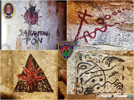 Pintadas realizadas en el Albaicín (POLICIA LOCAL) Pintadas realizadas en el Albaicín (POLICIA LOCAL)