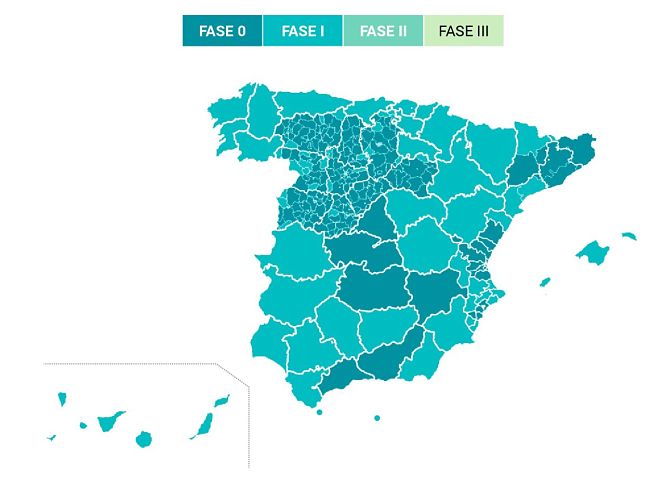 Provincias que han pasado a la Fase 1 (GOBIERNO)