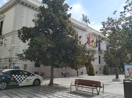 Coche de la Policía Local en la Plaza del Carmen (MÁS GRANADA) Coche de la Policía Local en la Plaza del Carmen (MÁS GRANADA)