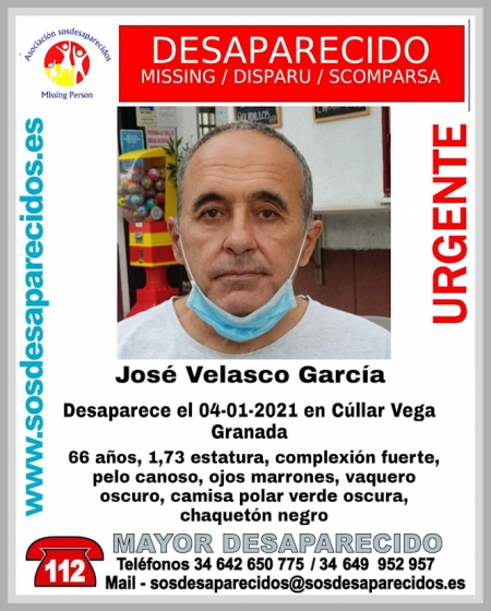 Hombre desaparecido en Cúllar Vega (SOS DESAPARECIDOS) 
