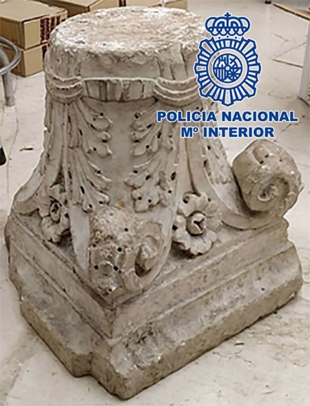 Capitel romano recuperado por la Policía Nacional (POLICÍA NACIONAL) Capitel romano recuperado por la Policía Nacional (POLICÍA NACIONAL)
