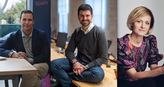 El country manager de PrestaShop España, Jorge González, el cofundador y presidente de YABA, Rubén Ferreiro, y la directora digital de Desigual, Aleksandra Olszewska. (IDEAL)