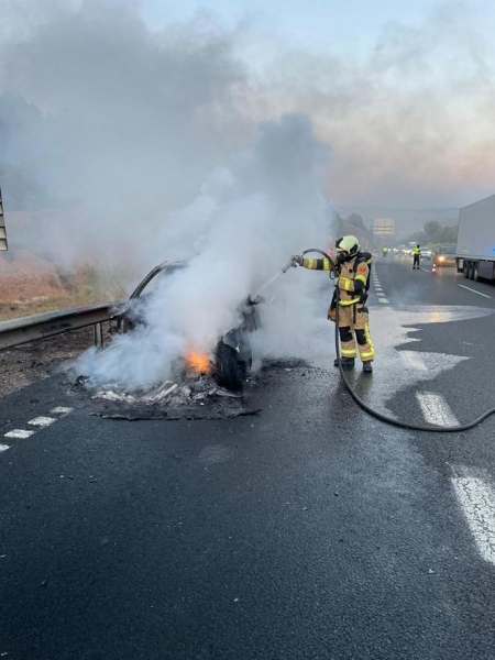 Un bombero durante la extinción de las llamas (AYTO. GUADIX)