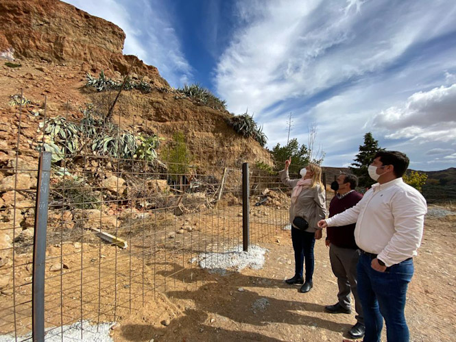 Imagen de la visita al lugar del derrumbe (PP)