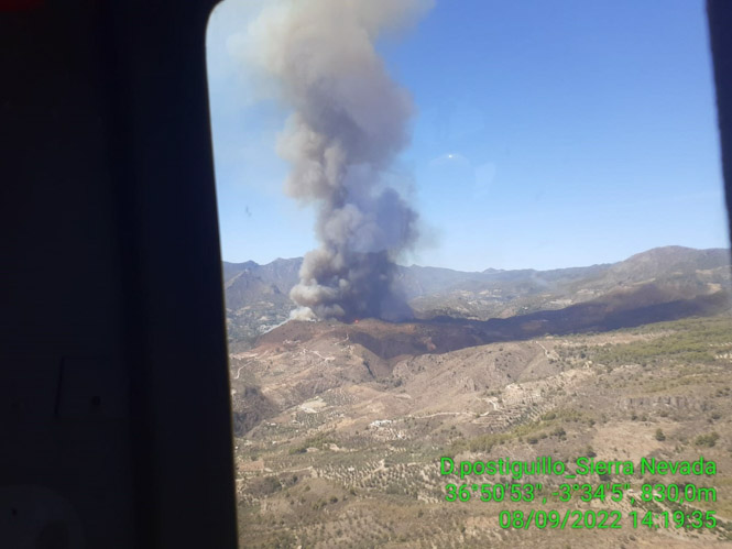 Incendio forestal en Guájar Alto, imagen de archivo (PLAN INFOCA)