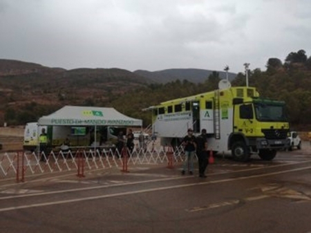 Imagen del Puesto de Mando Avanzado para la lucha contra el incendio forestal de Los Guájares (PLAN INFOCA)