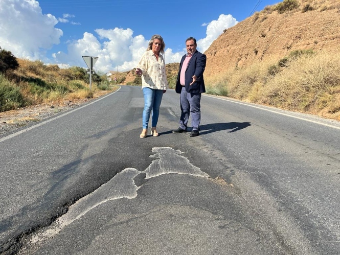Imagen del socavón en la carretera (PP)