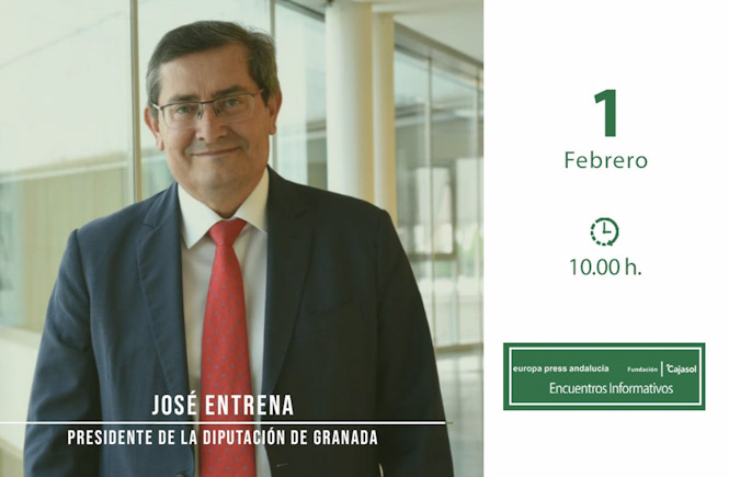 Cartel anunciador del encuentro informativo de Europa Press Andalucía con el presidente de la Diputación de Granada, José Entrena, el próximo 1 de febrero en el Teatro CajaGranada (EUROPA PRESS)