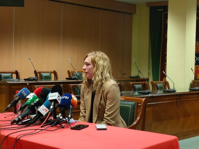 La alcaldesa de Maracena, Berta Linares, en rueda de prensa tras el secuestro de la concejal. Archivo (EUROPA PRESS) 