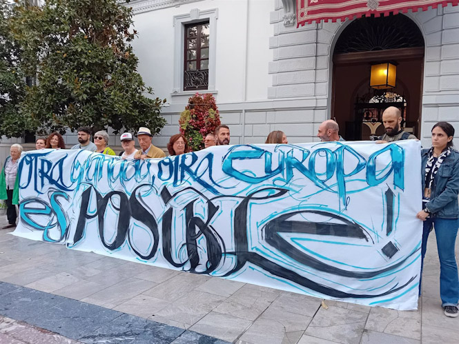 Lema de la Cumbre Social Granada. (EUROPA PRESS)