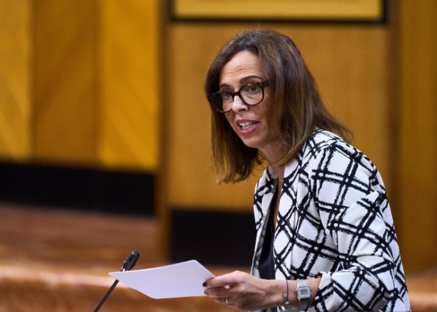 La consejera de Fomento, Articulación del Territorio y Vivienda, Rocío Díaz, en el Pleno del Parlamento andaluz (JOAQUIN CORCHERO/PARLAMENTO DE ANDALUCÍA)
