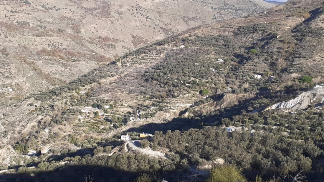 Vista de Lanjarón tras el incendio forestal de este pasado martes por la noche (PERFIL DEL INFOCA EN LA RED SOCIAL `X`) 