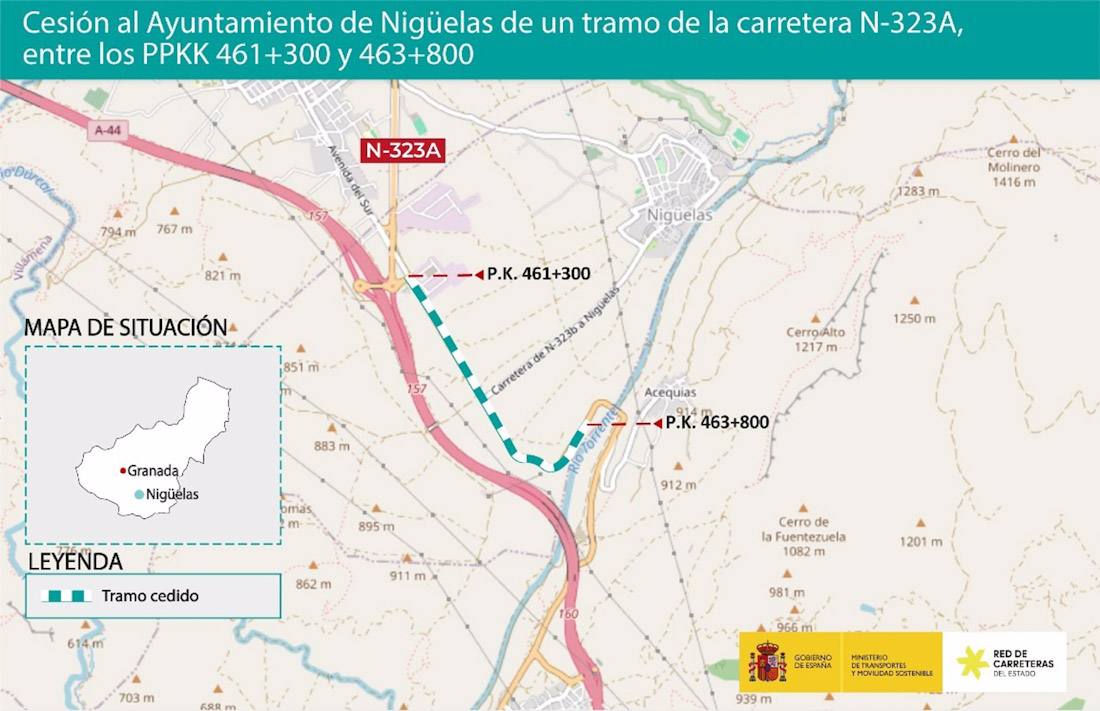 El Ministerio de Transportes cede al Ayuntamiento de Nigüelas un tramo de la carretera N-323A (MINISTERIO DE TRANSPORTES Y MOVILIDAD SOSTENIBLE)