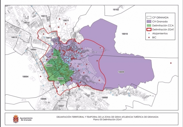 Delimitación de la nueva Zona de Gran Afluencia Turística de Granada (AYUNTAMIENTO DE GRANADA) Delimitación de la nueva Zona de Gran Afluencia Turística de Granada (AYUNTAMIENTO DE GRANADA)