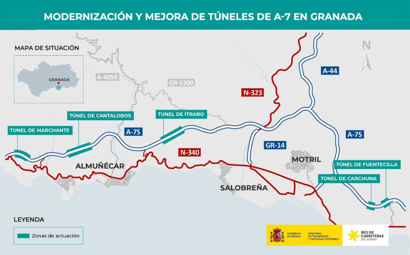Mejora en túneles de la A-7 en Granada (MINISTERIO DE TRANSPORTES)