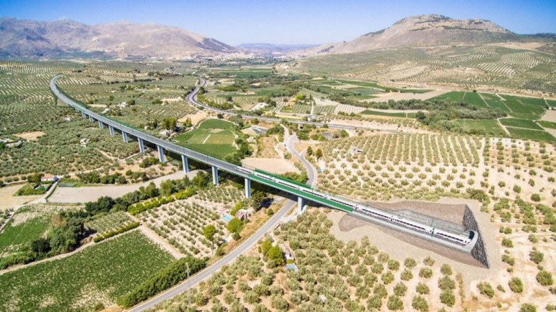 Variante Loja-Valle Genil. Viaducto. Línea Alta Velocidad Málaga-Granada (GOBIERNO DE ESPAÑA)