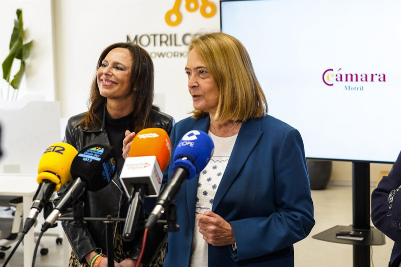 La consejera de Fomento, Articulación del Territorio y Vivienda, Rocío Díaz, durante la reunión con los representantes de la Cámara de Comercio de Motril en el salón de plenos de la Cámara (GOGO LOBATO/EUROPA PRESS)