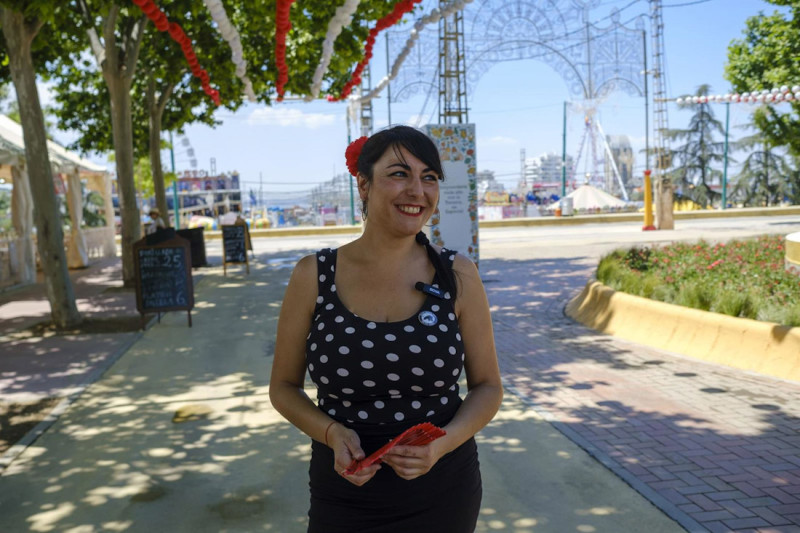 La parlamentaria electa de Adelante Andalucía por Granada, Inma Manzano, en el recinto ferial del Corpus en la capital (ADELANTE ANDALUCÍA)