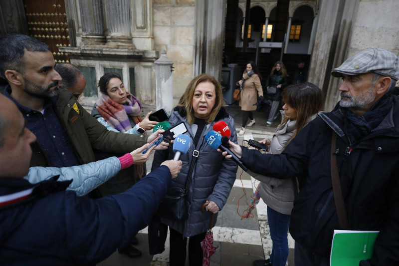 La que fuera directora de la Alhambra, María del Mar Villafranca, atendiendo a los medios de comunicación (ALEX CÁMARA / EUROPA PRESS)