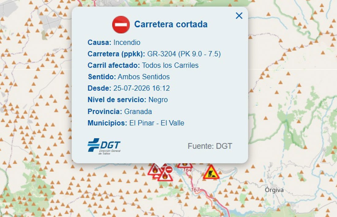 Incidenciaen la carretera GR-3204 (112 ANDALUCÍA)