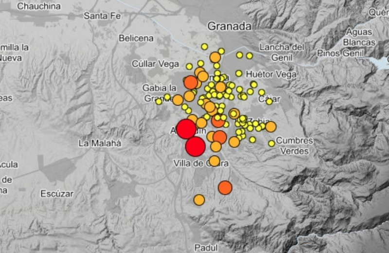 Granada y su área metropolitana asiste a su jornada con menos terremotos este sábado, 22 de agosto, cuando se cumple una semana del más intenso de la serie que alcanzó una magnitud Mw 4,8 en la madrugada del sábado día 15 (IGN)