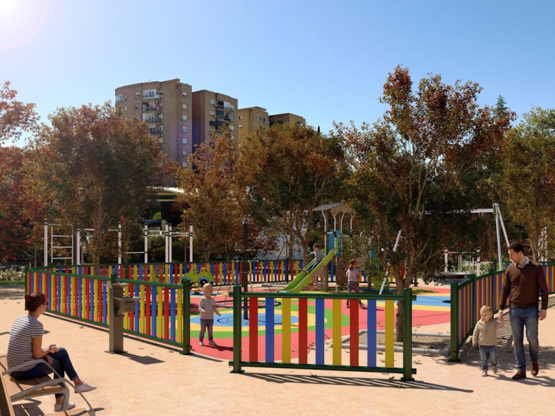 El nuevo parque de la Avenida de Andalucía llega a un tercio de su ejecución para transformar un solar degradado en un gran espacio verde para el barrio (AYUNTAMIENTO DE GRANADA)