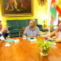 La alcaldesa, Marifrán Carazo, en una reunión con el presidente del Consejo Social, Javier de Teresa, y su coordinador técnico, Enrique Hernández Salas (AYUNTAMIENTO DE GRANADA)