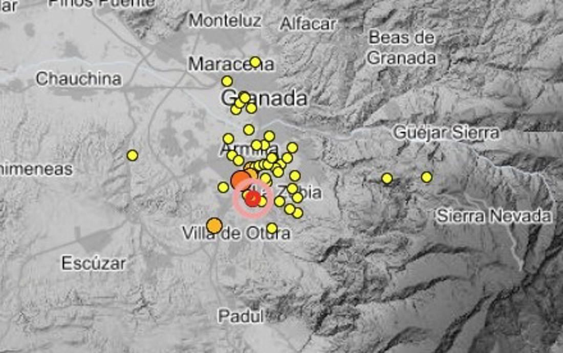 Terremoto superficial de magnitud 2,9 mbLg con epicentro en Ogíjares ampliamente sentido este viernes, 18 de septiembre, entre la población de Granada y su área metropolitana (IGN)