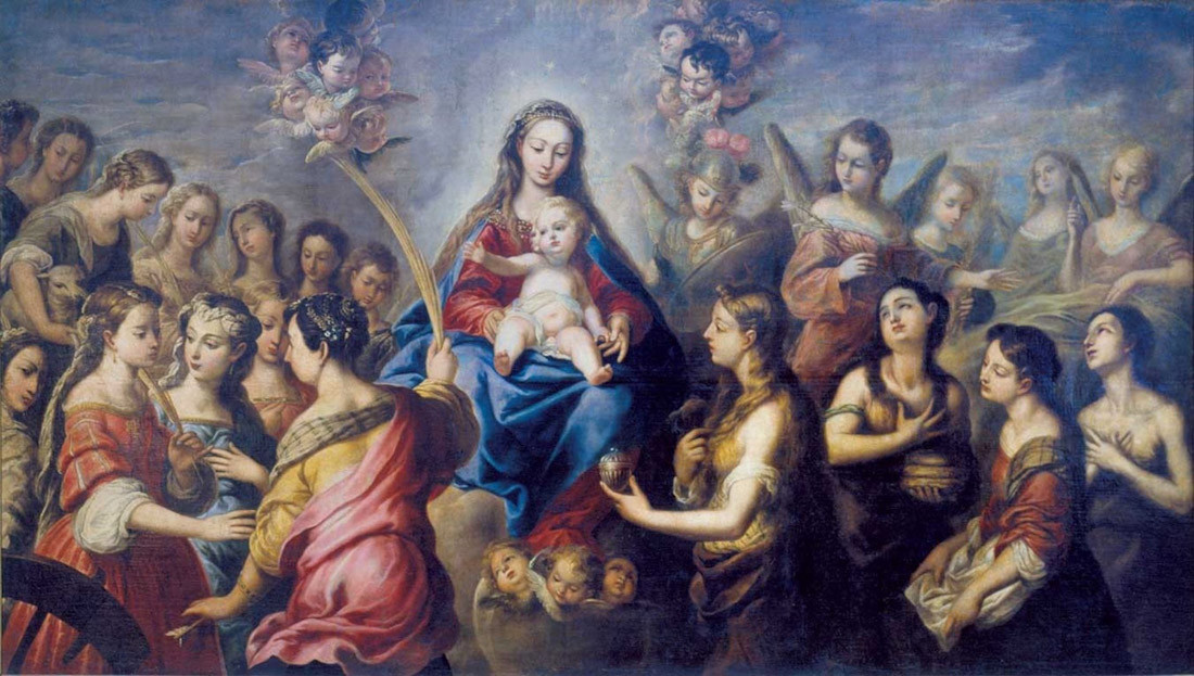 Vista de la obra 'Virgen adorada por santas y ángeles', obra singular del autor granadino Pedro Atanasio Bocanegra (1638-1689)(WEB MUSEO DE BELLAS ARTES DE GRANADA)